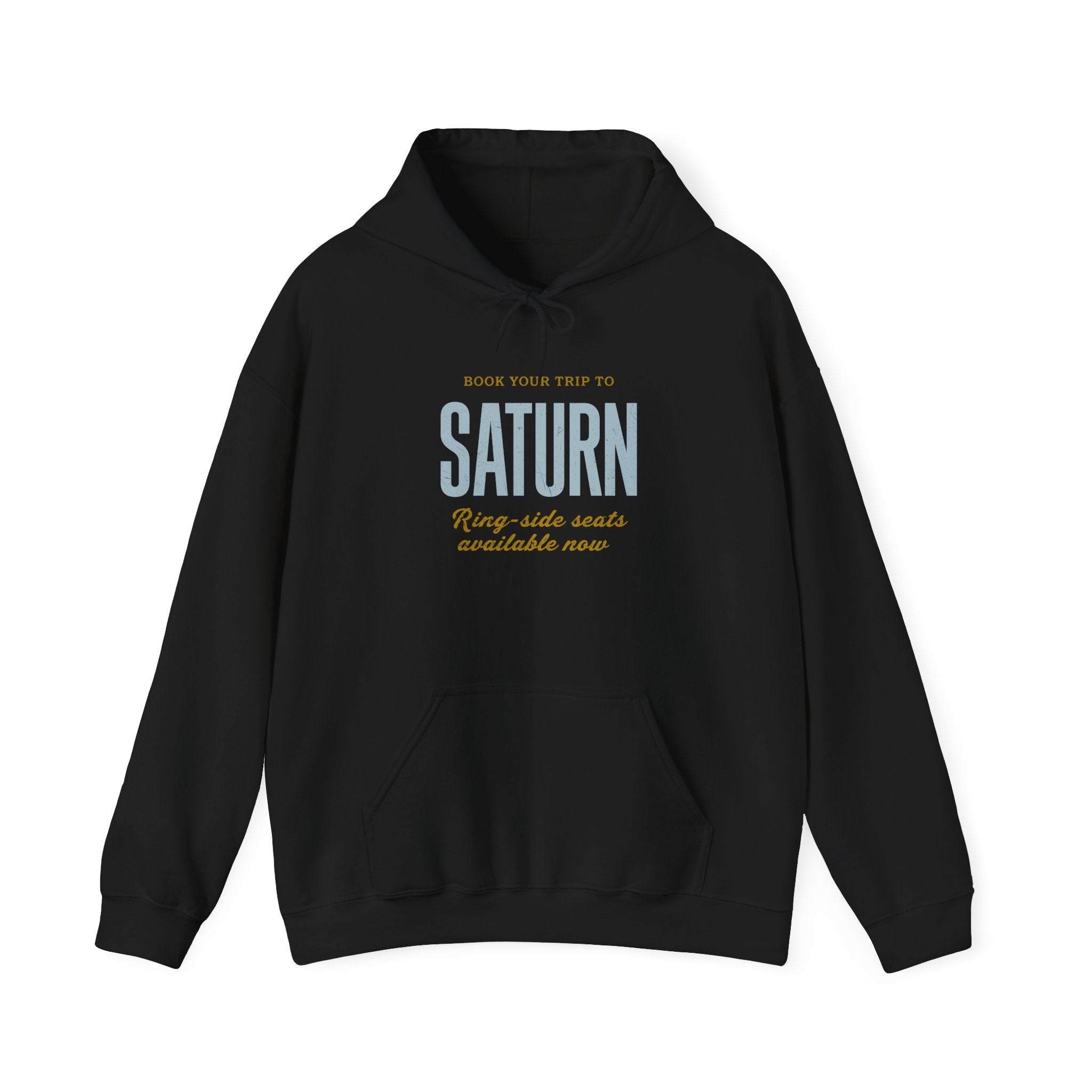 Saturn Travel Hoodie — 'Book Your Trip to SATURN' Vintage Space Sweatshirt