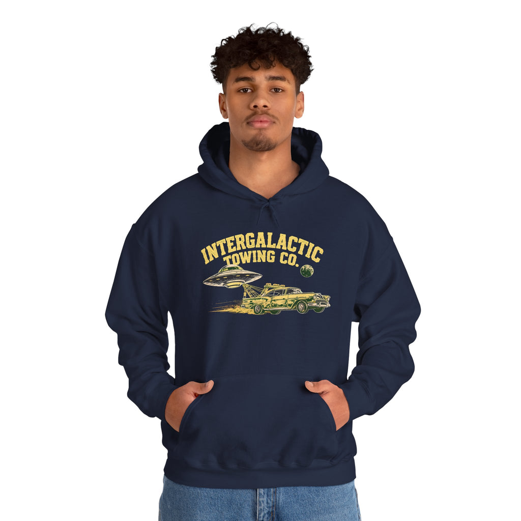 Intergalactic Towing Co. Hoodie – Retro Space Tow Truck Sweatshirt