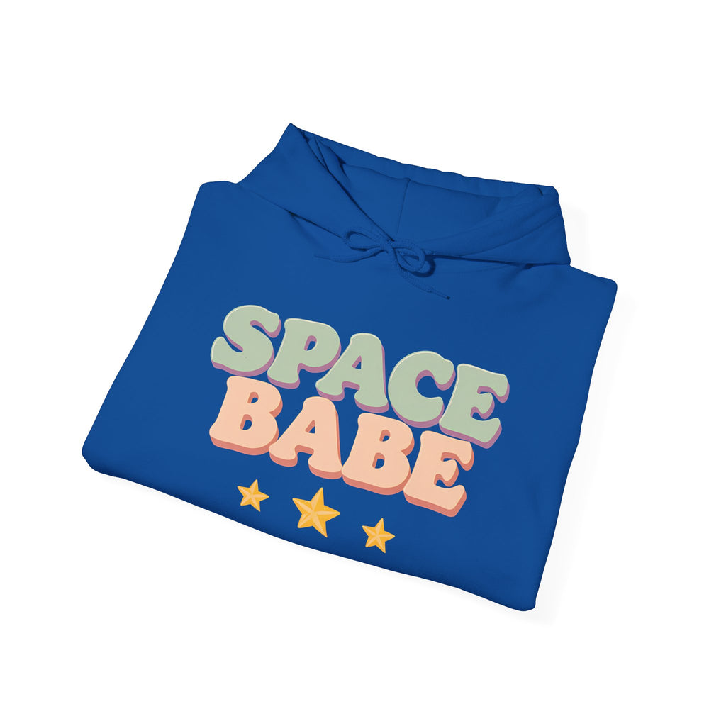 Space Babe Hoodie — Retro Pastel Graphic Hooded Sweatshirt