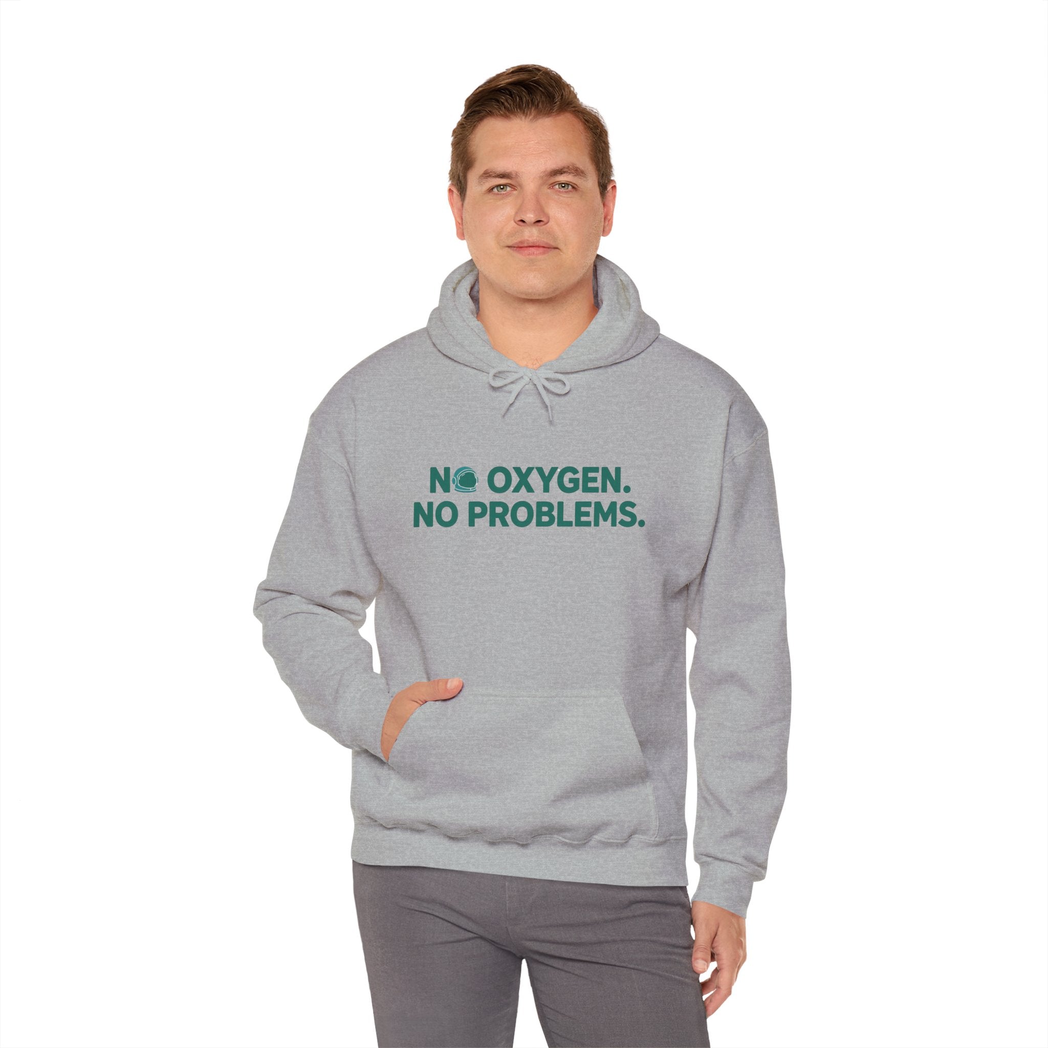 No Oxygen. No Problems. Hoodie — Funny Dark Humor Graphic Pullover
