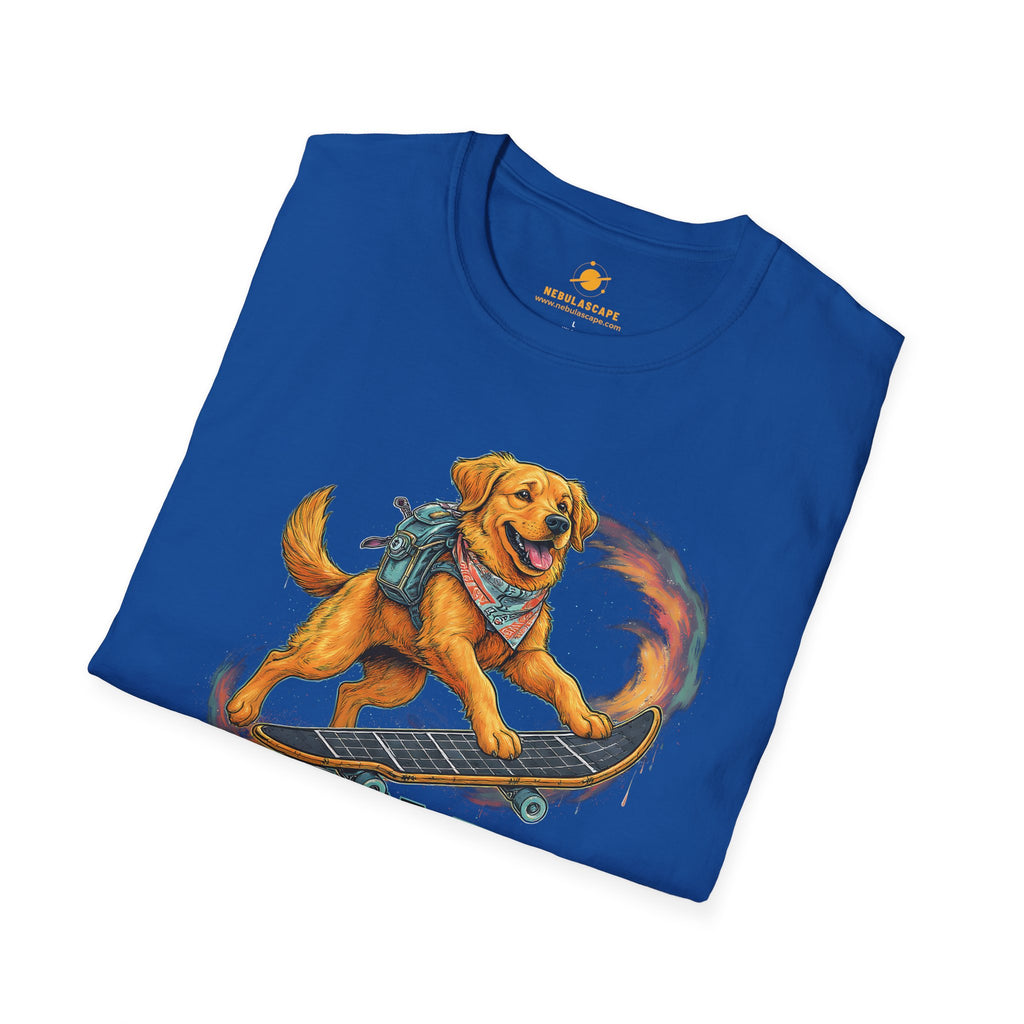 Cosmic Good Boy - Dog Skateboarding in Space T-Shirt