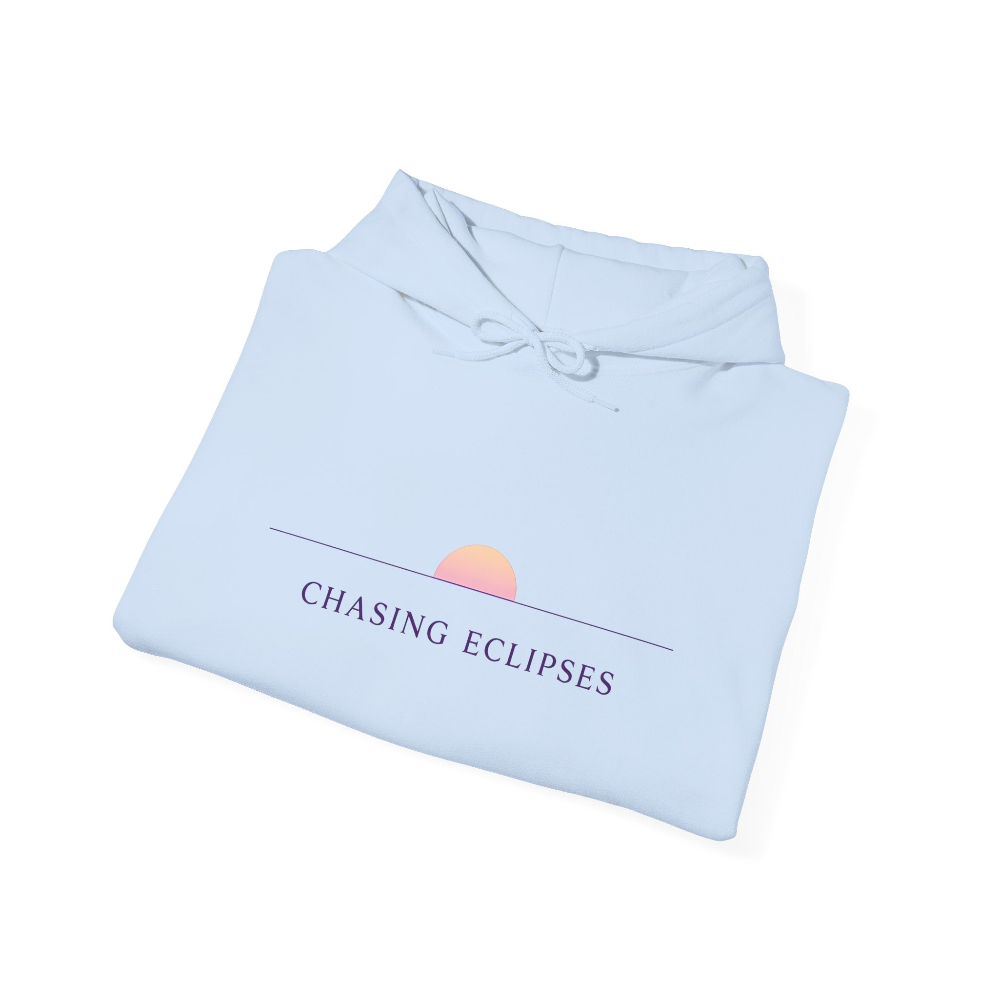Chasing Eclipses Hoodie — Minimal Sunrise Graphic Pullover