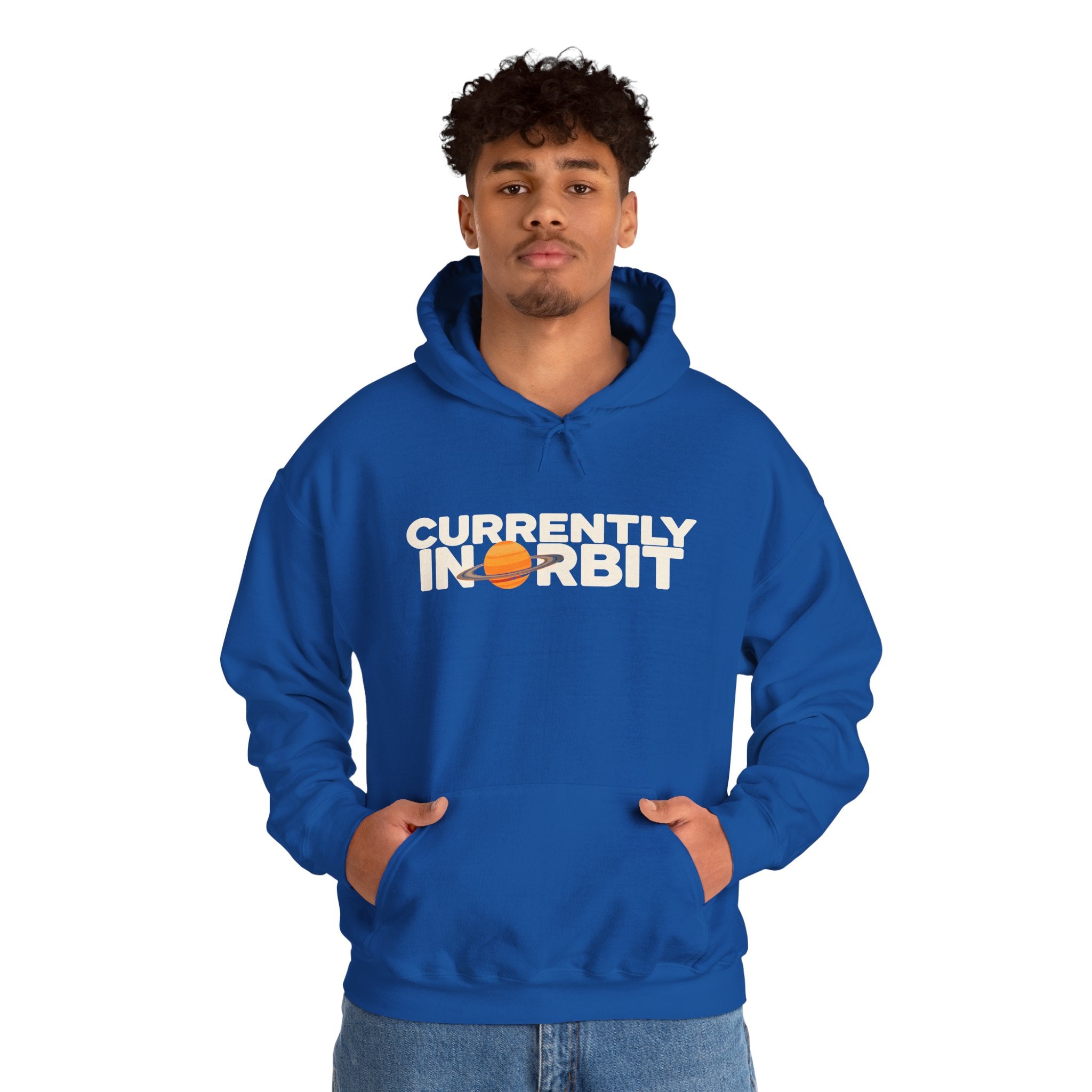Currently In Orbit Hoodie — Space Graphic Pullover for Astronomy Lovers