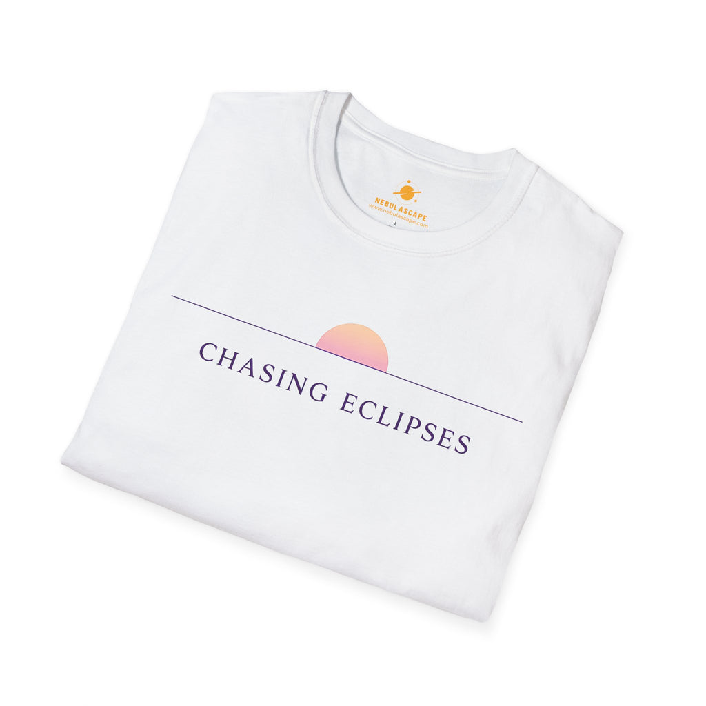 Chasing Eclipses Graphic Tee — Minimal Sunrise Moon Print T-Shirt
