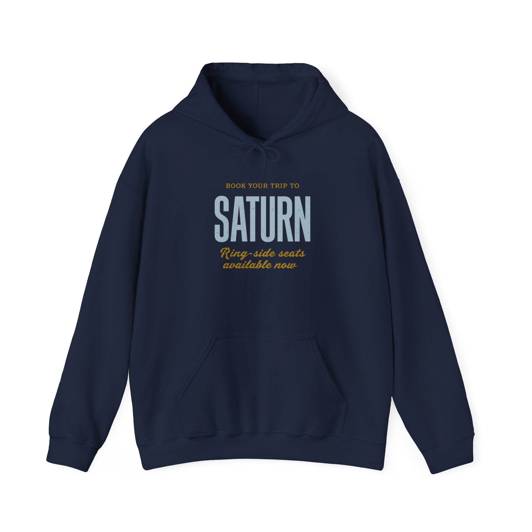 Saturn Travel Hoodie — 'Book Your Trip to SATURN' Vintage Space Sweatshirt