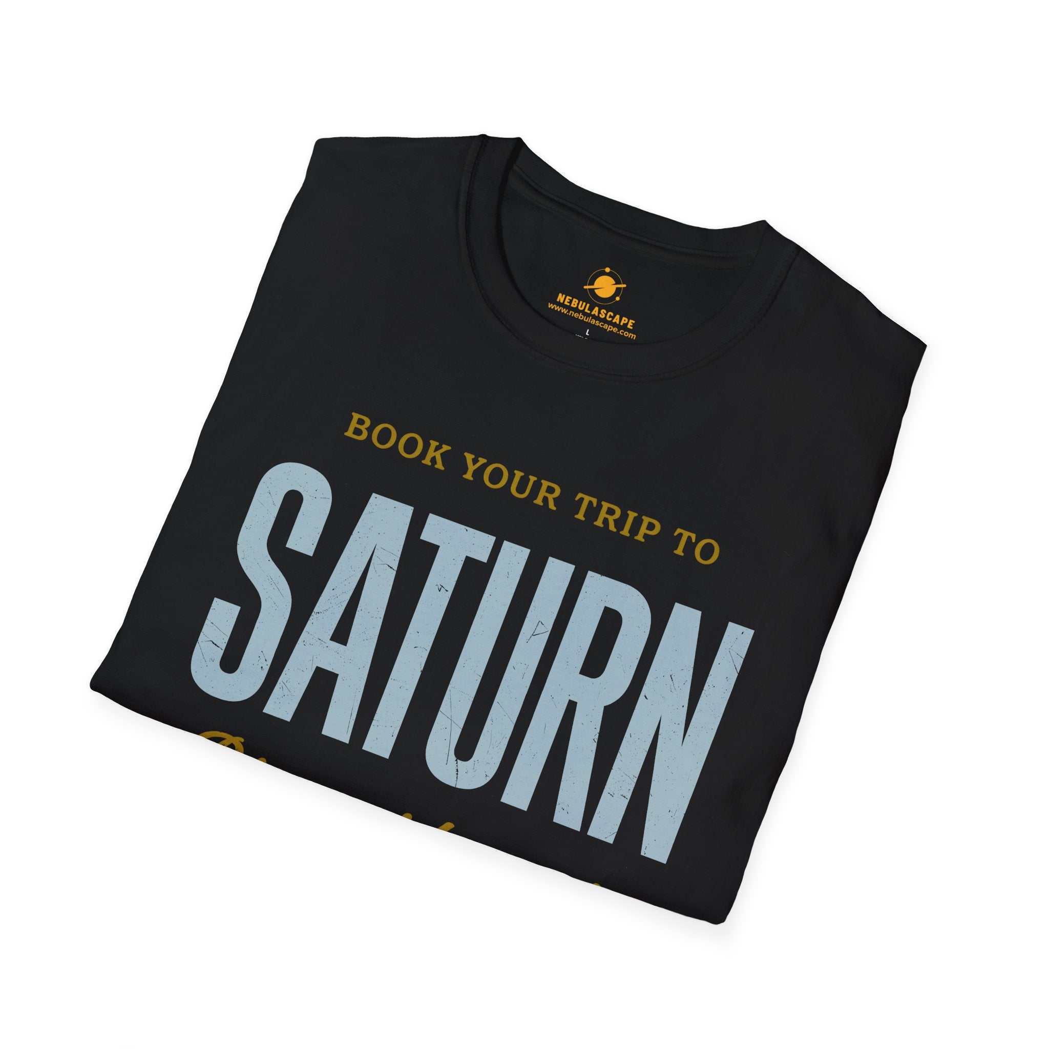 Saturn Travel Tee — "Book Your Trip to Saturn" Vintage Space Shirt