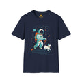 Astronaut Walking Dog T-Shirt — Cute Space Dog Tee for Kids & Adults