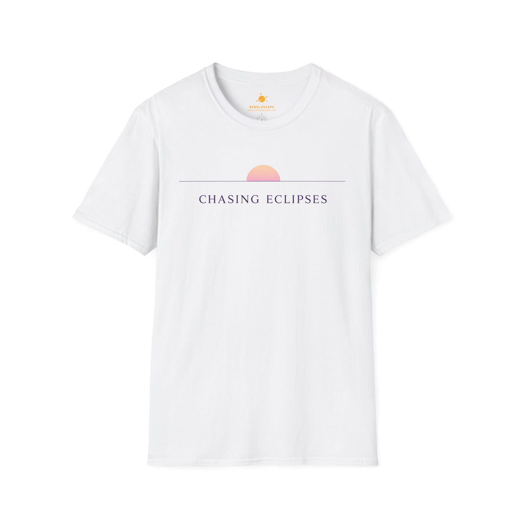 Chasing Eclipses Graphic Tee — Minimal Sunrise Moon Print T-Shirt
