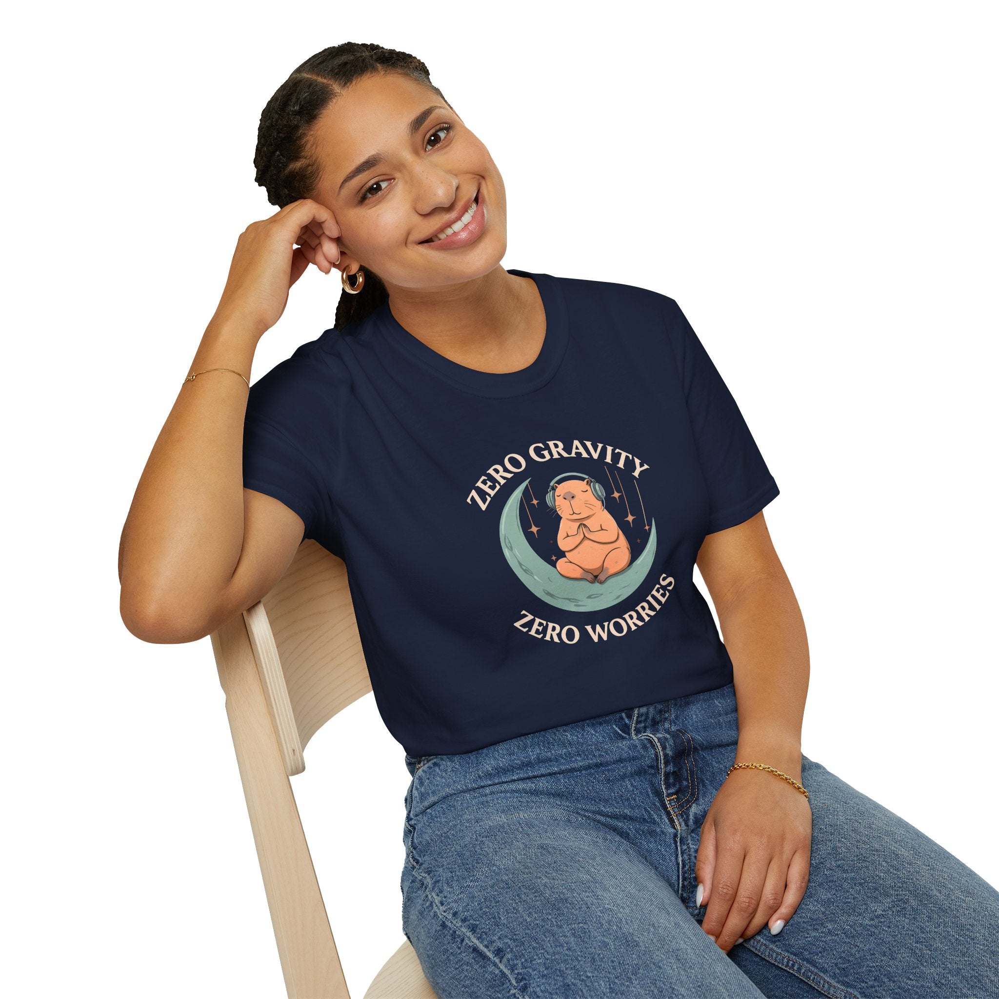 Zero Gravity, Zero Worries Meditating T-Shirt