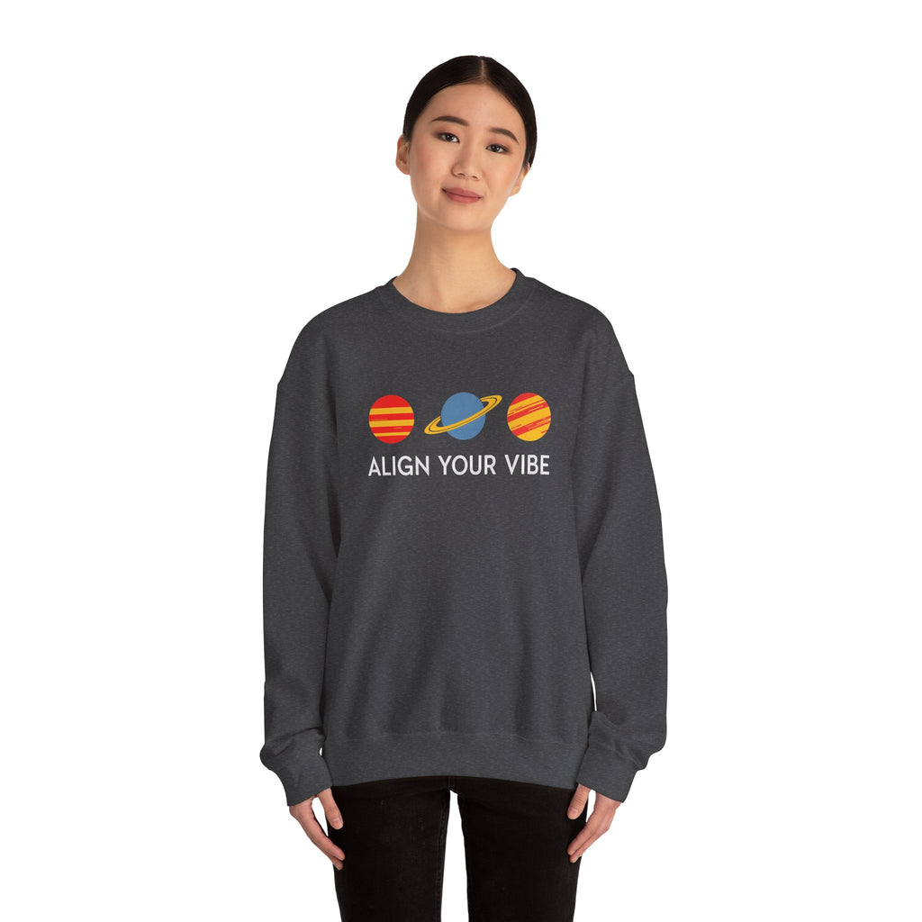 Align Your Vibe Crewneck Sweatshirt — Retro Planets Graphic