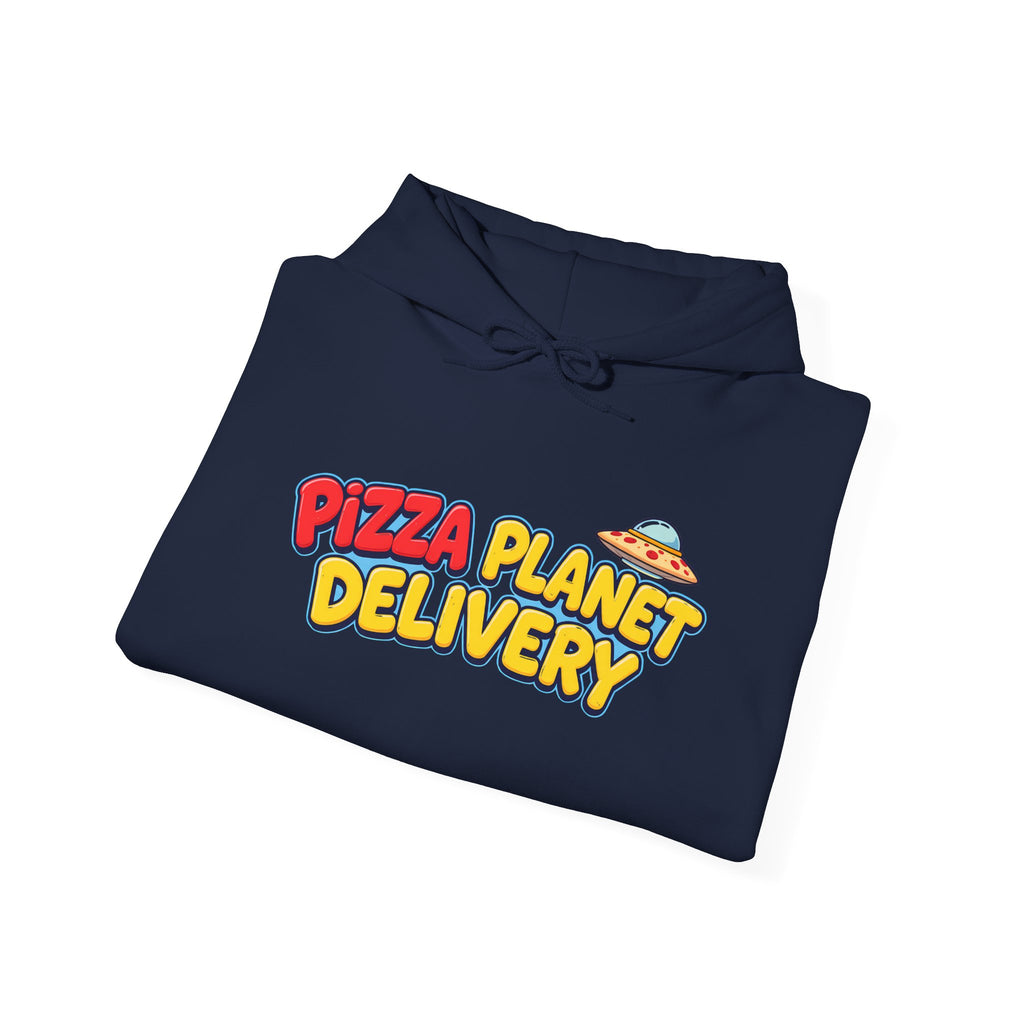 Pizza Planet Delivery Hoodie — Retro Cartoon Space Pizza Logo Pullover