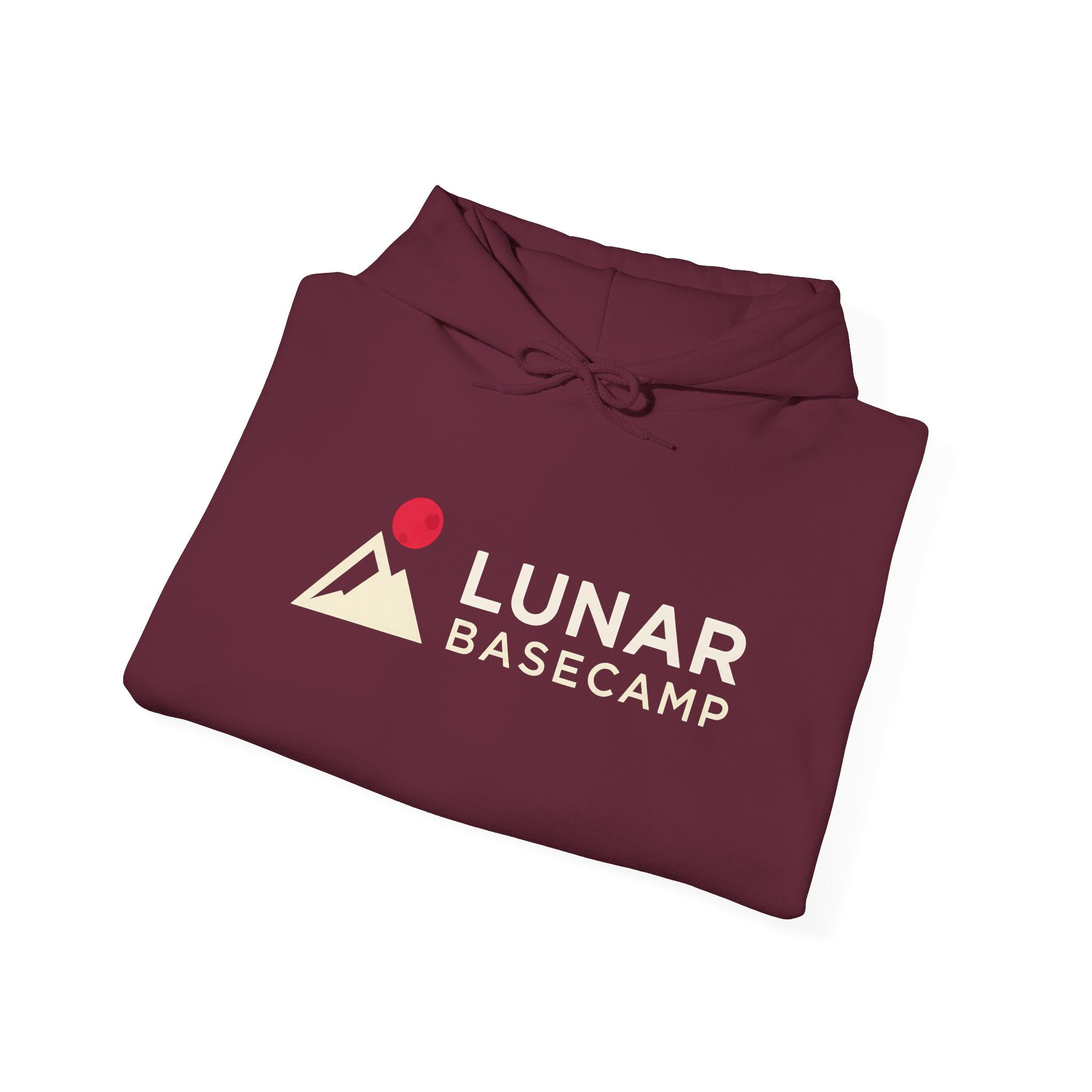 Lunar Basecamp Hoodie — Minimal Space Logo Astronaut Sweatshirt