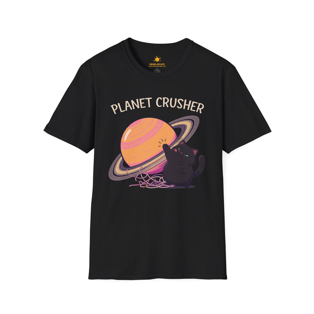 Planet Crusher Black Cat Playing T-Shirt