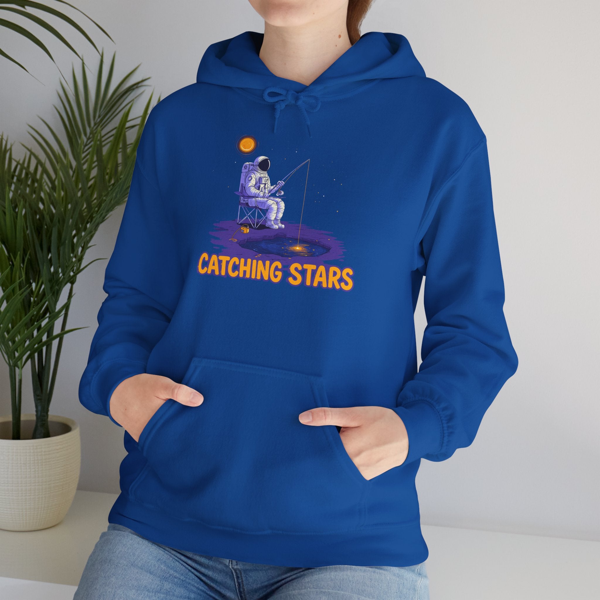 Catching Stars Hoodie — Astronaut Night Sky Graphic Sweatshirt
