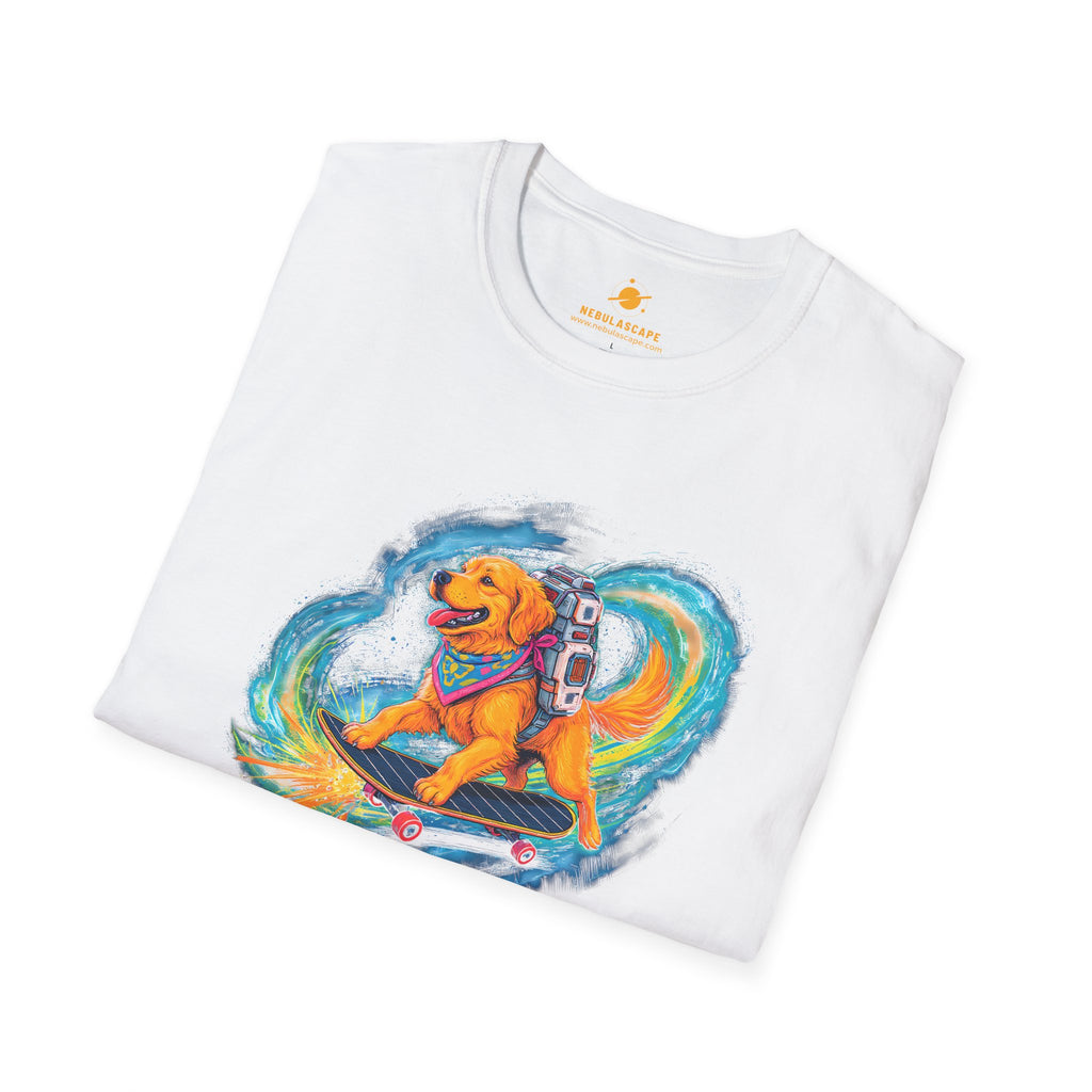 Cosmic Good Boy - Dog Skateboarding in Space T-Shirt