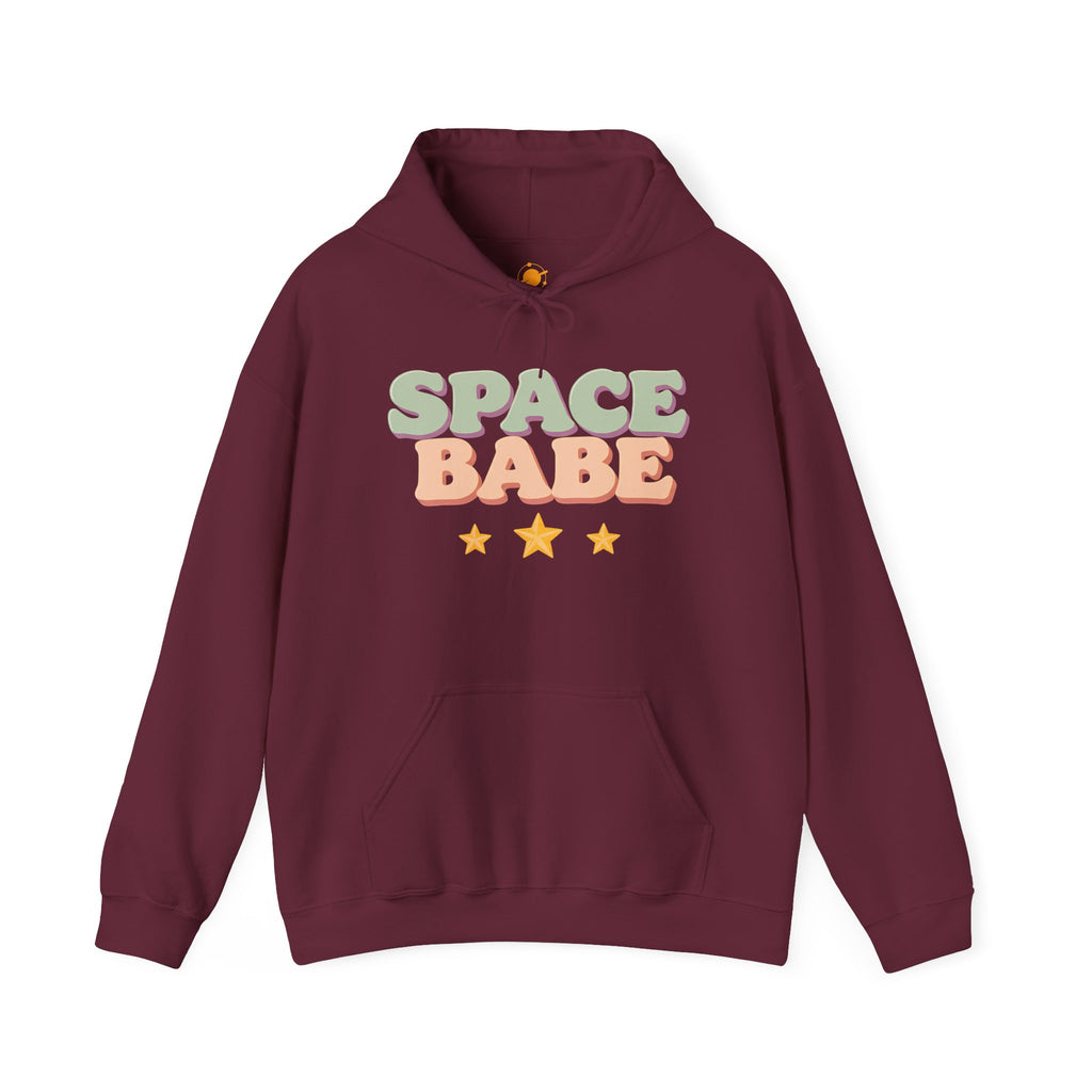 Space Babe Hoodie — Retro Pastel Graphic Hooded Sweatshirt