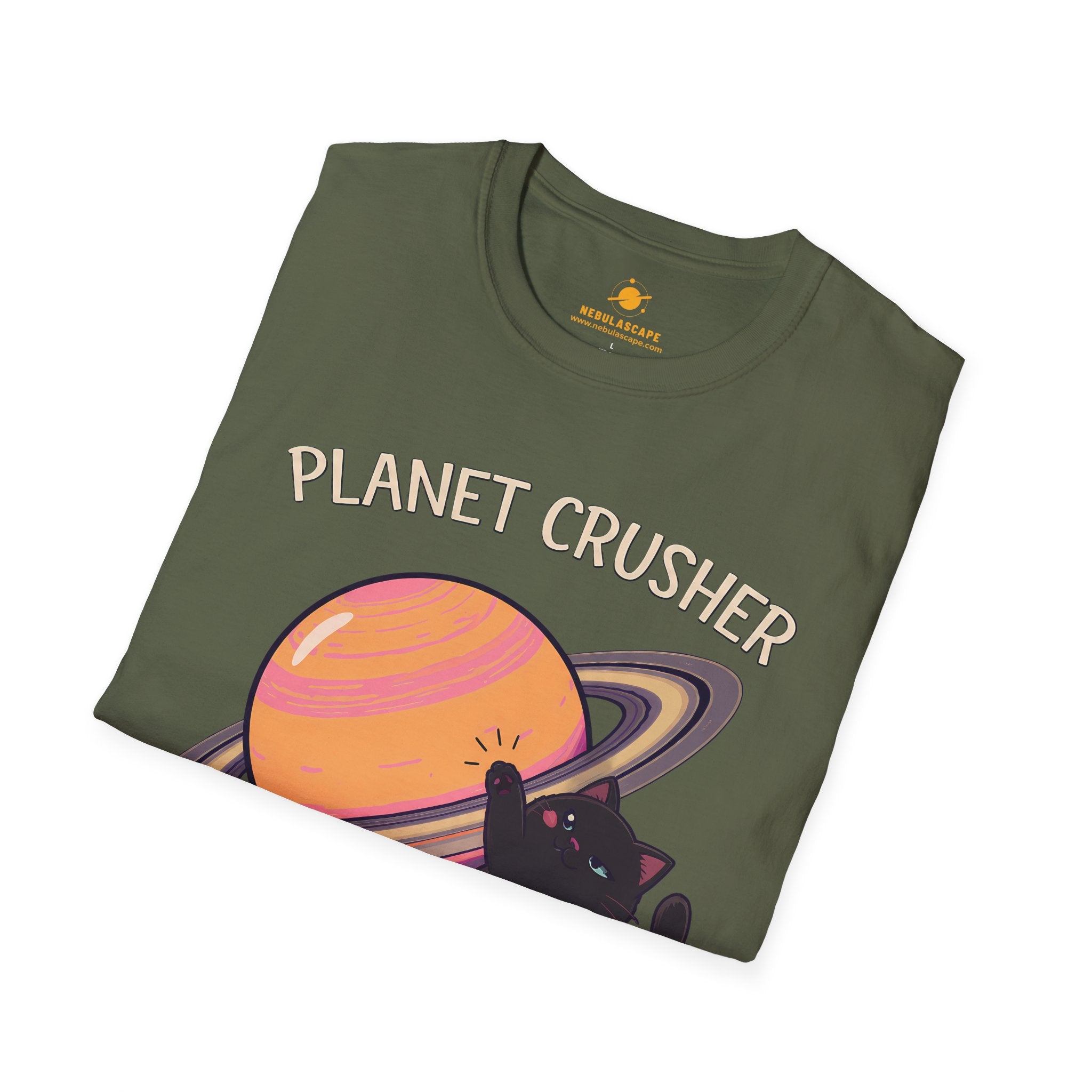 Planet Crusher Black Cat Playing T-Shirt
