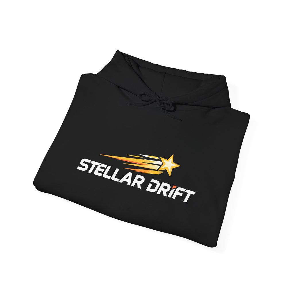 Stellar Drift Hoodie — Retro Space Racing Logo Pullover