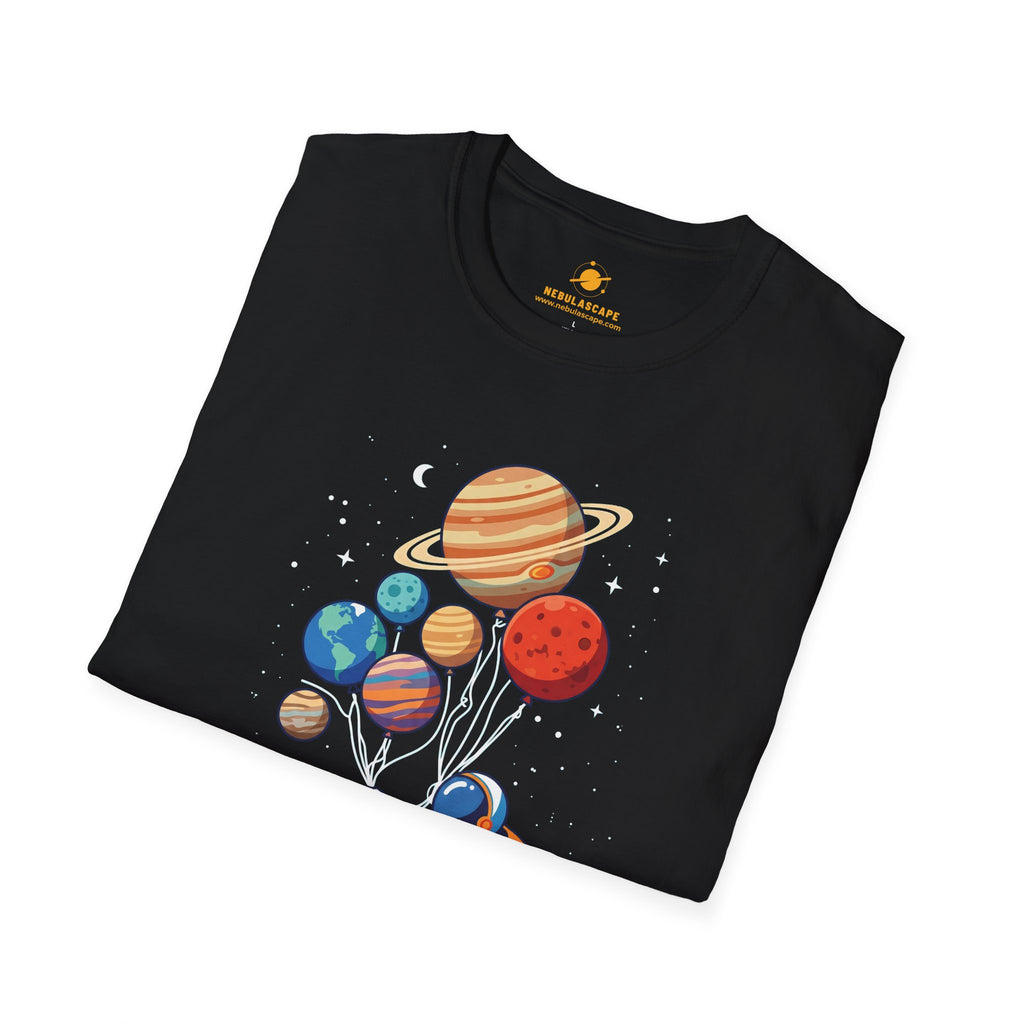 Astronaut Flying With Planet Balloons T-Shirt