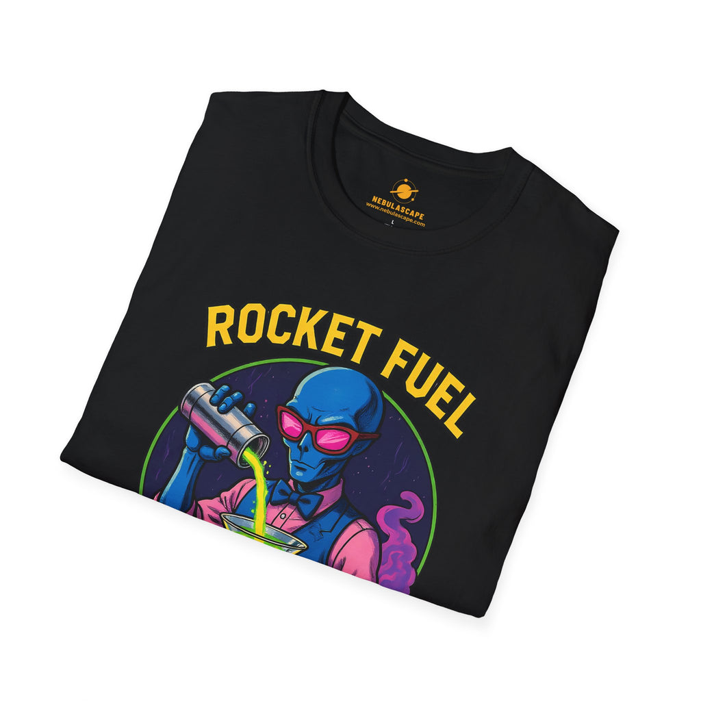 T-Shirt — Rocket Fuel Served Cold Graphic Tee (Alien Scientist Design)