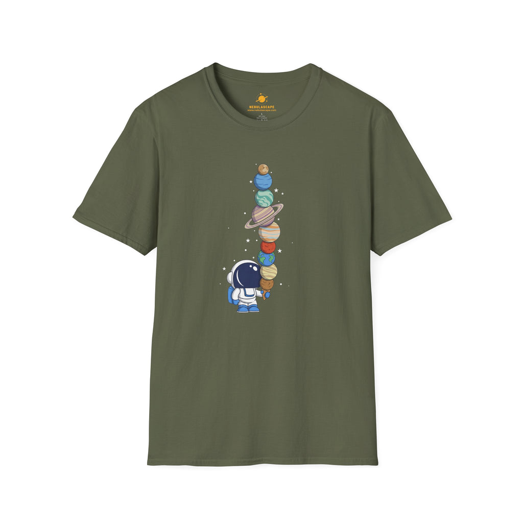 Astronaut Stacking Planets T-Shirt
