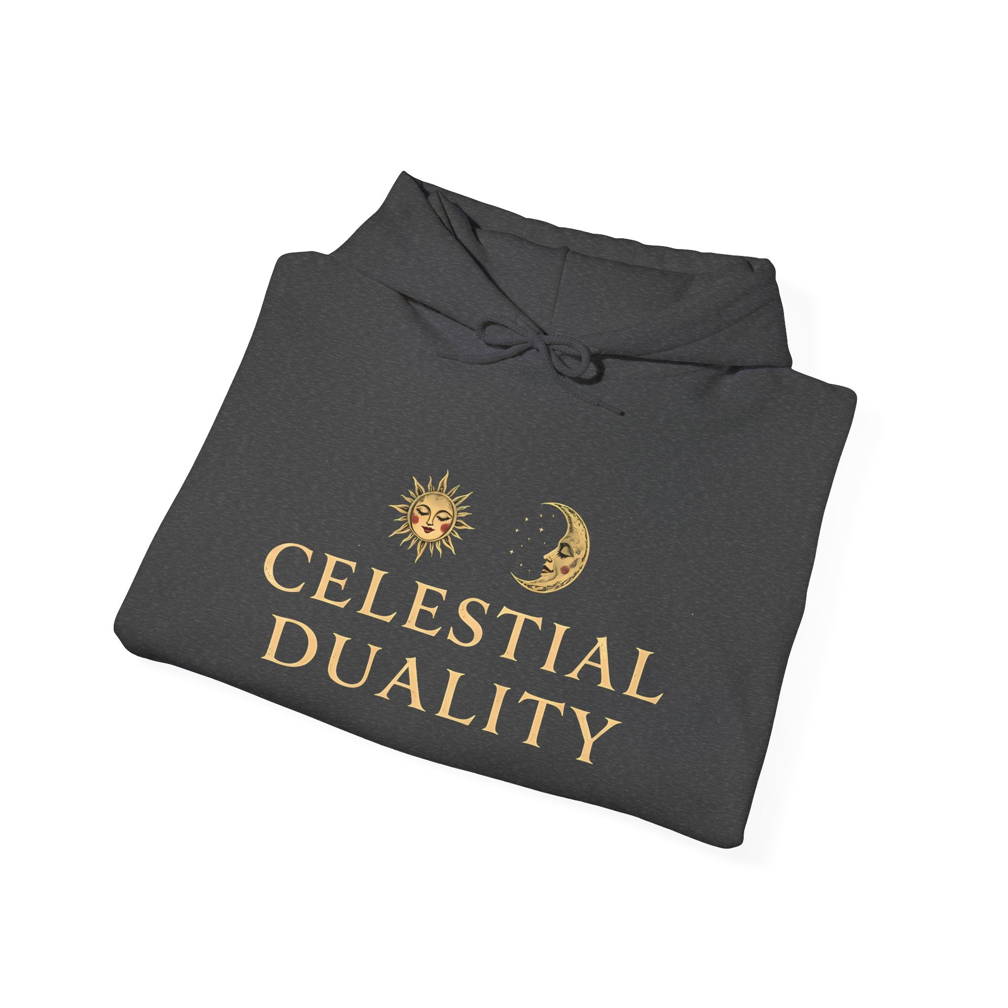 Celestial Duality Hoodie — Sun & Moon Spiritual Graphic Pullover
