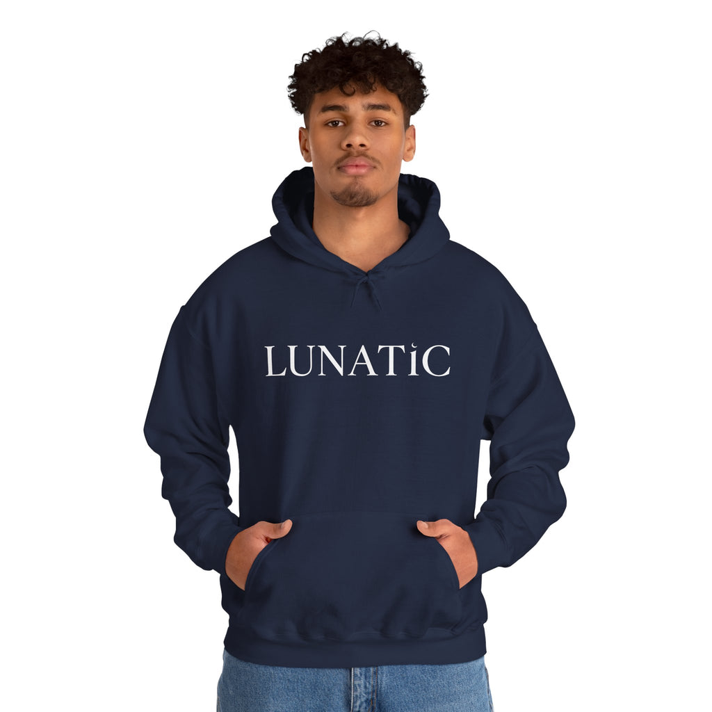 Lunatic Graphic Hoodie — Gothic Moonlit Text Pullover