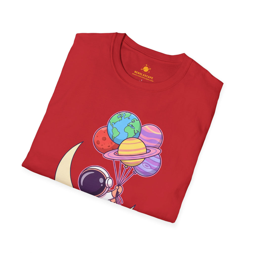 Flying to the Moon T-Shirt — Cute Astronaut Balloon Graphic Tee