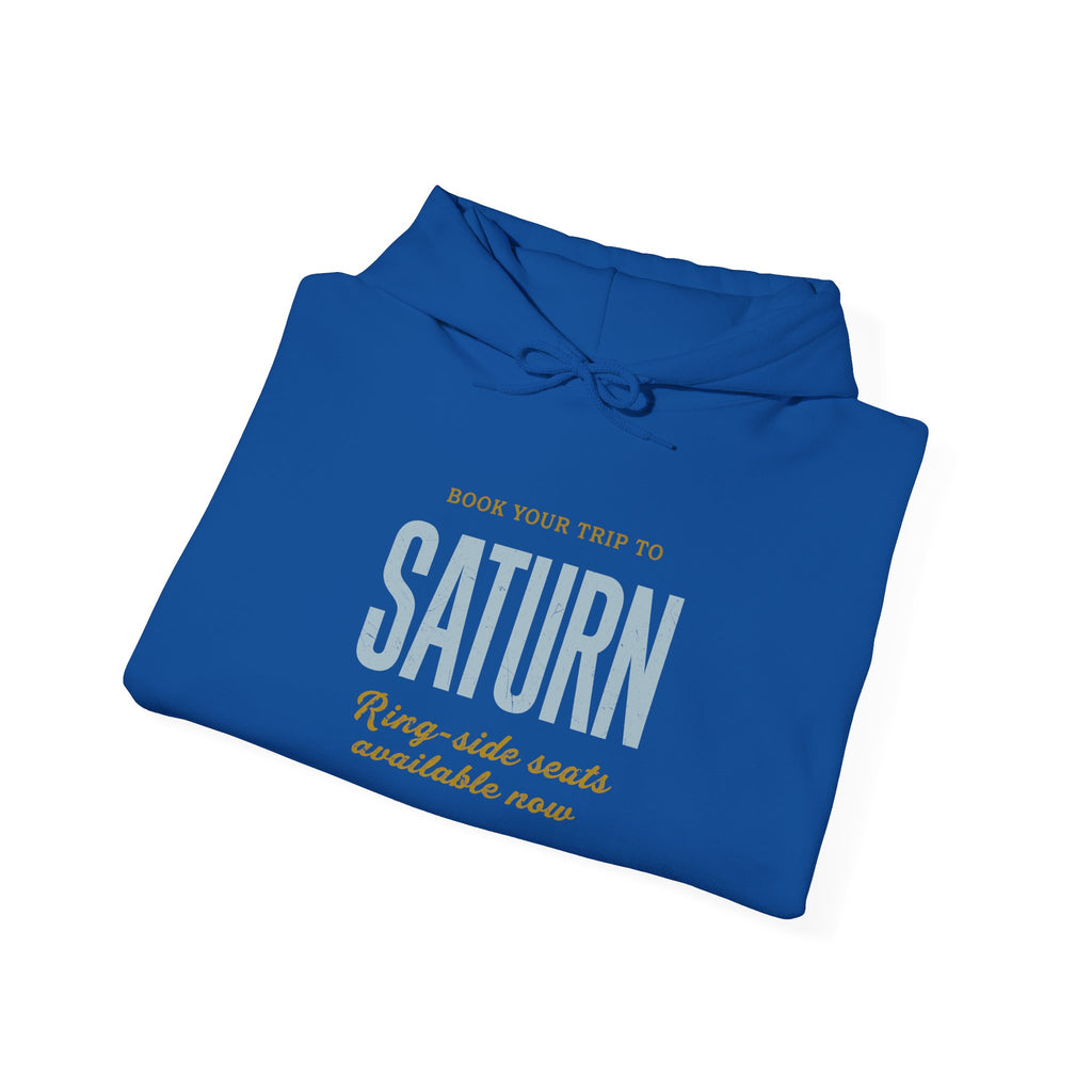 Saturn Travel Hoodie — 'Book Your Trip to SATURN' Vintage Space Sweatshirt