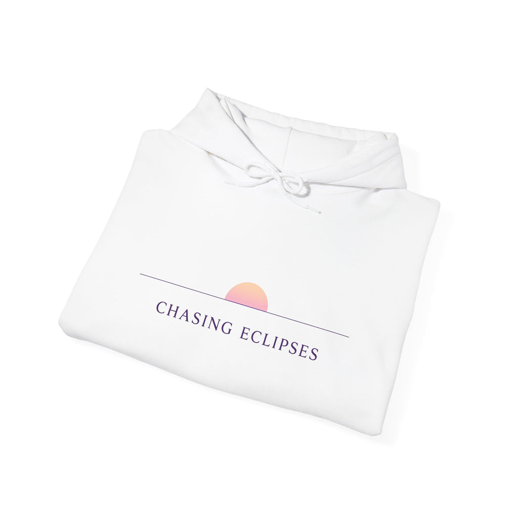 Chasing Eclipses Hoodie — Minimal Sunrise Graphic Pullover