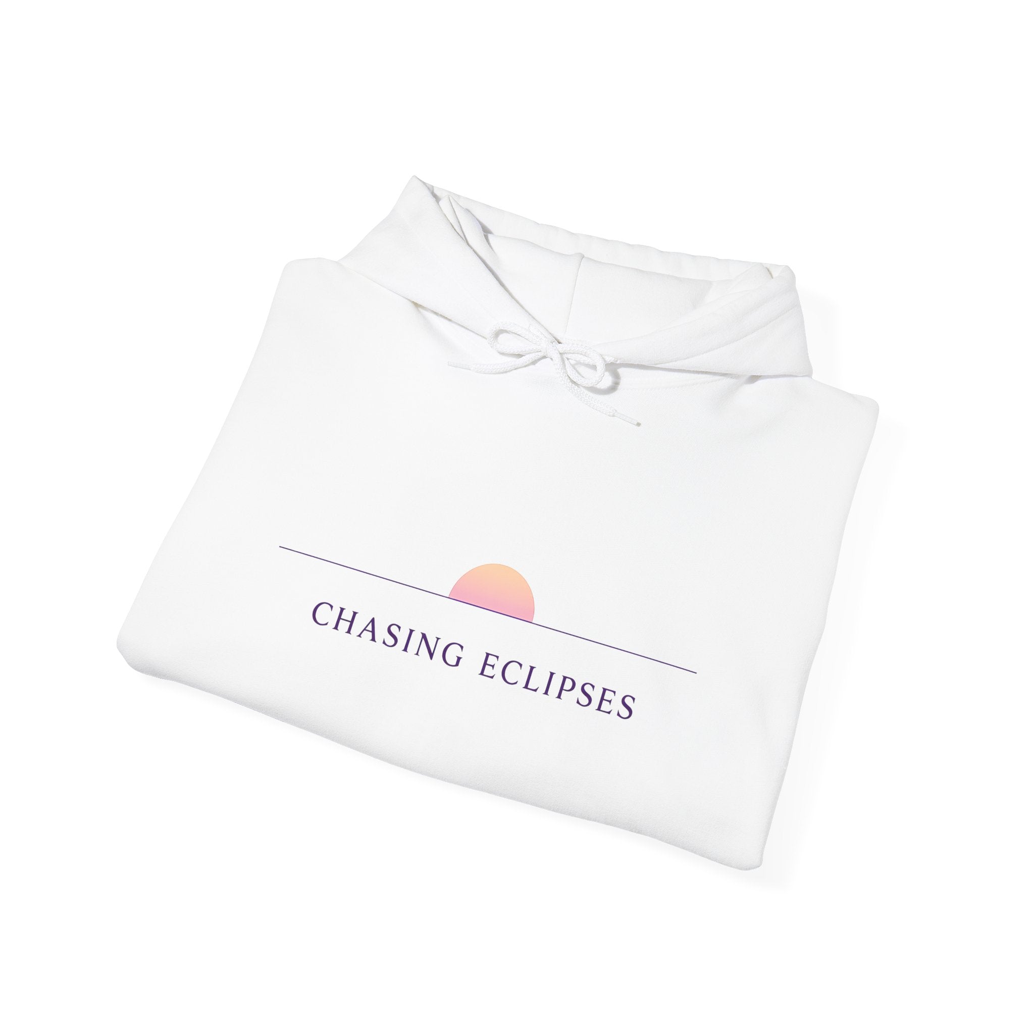 Chasing Eclipses Hoodie — Minimal Sunrise Graphic Pullover