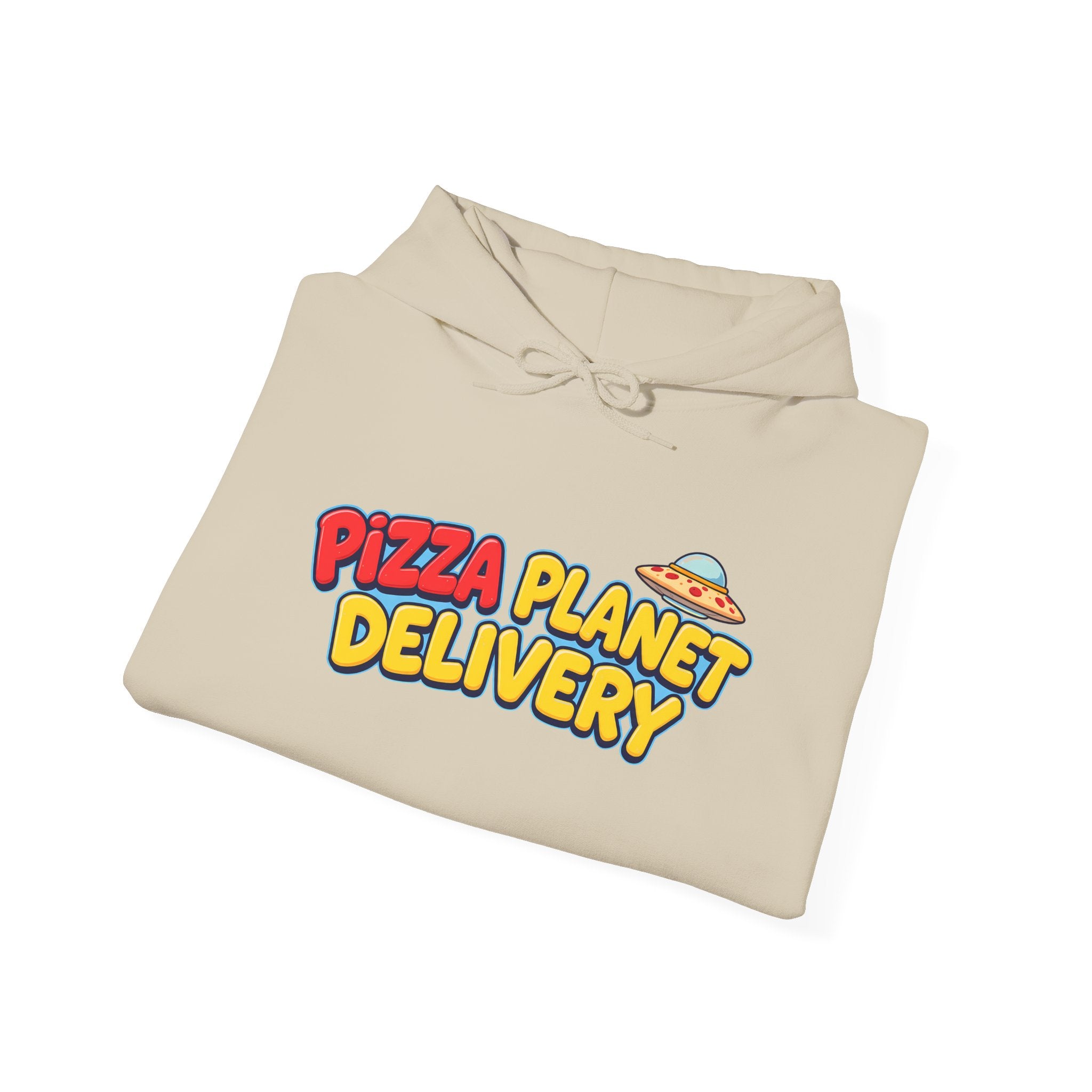 Pizza Planet Delivery Hoodie — Retro Cartoon Space Pizza Logo Pullover