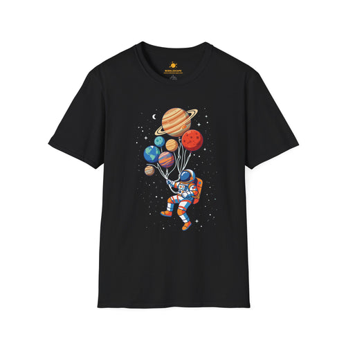 Astronaut Flying With Planet Balloons T-Shirt