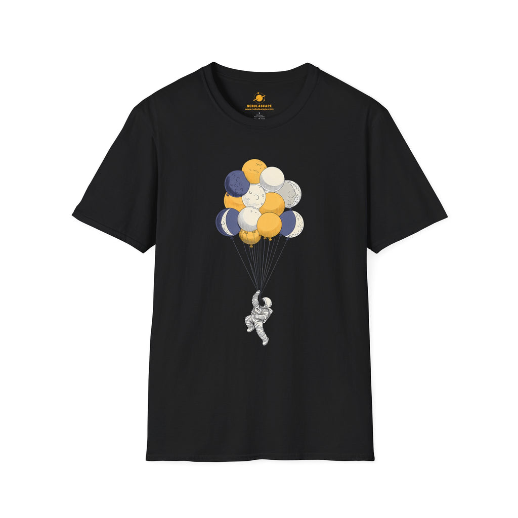 Astronaut Balloon T‑Shirt — Floating Space Explorer Graphic Tee