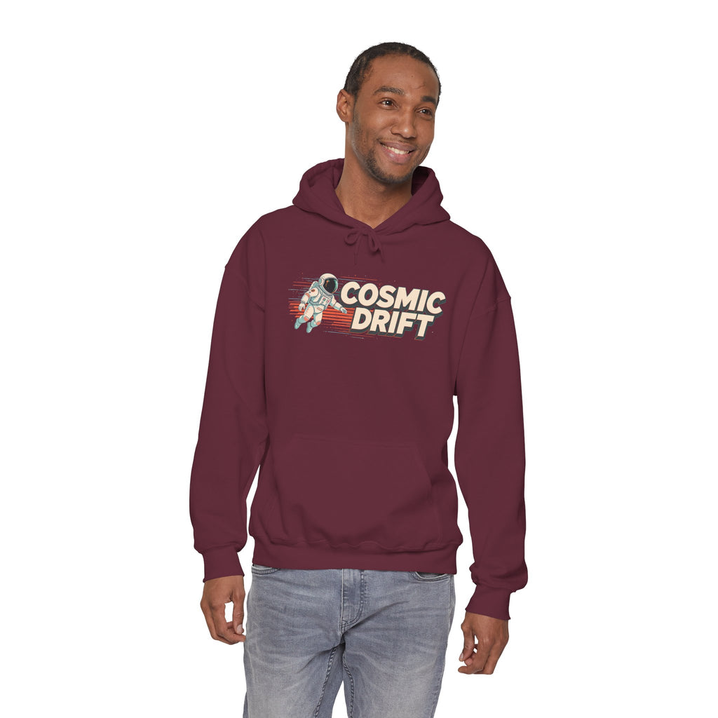 Cosmic Drift Hoodie — Retro Astronaut Space Pullover