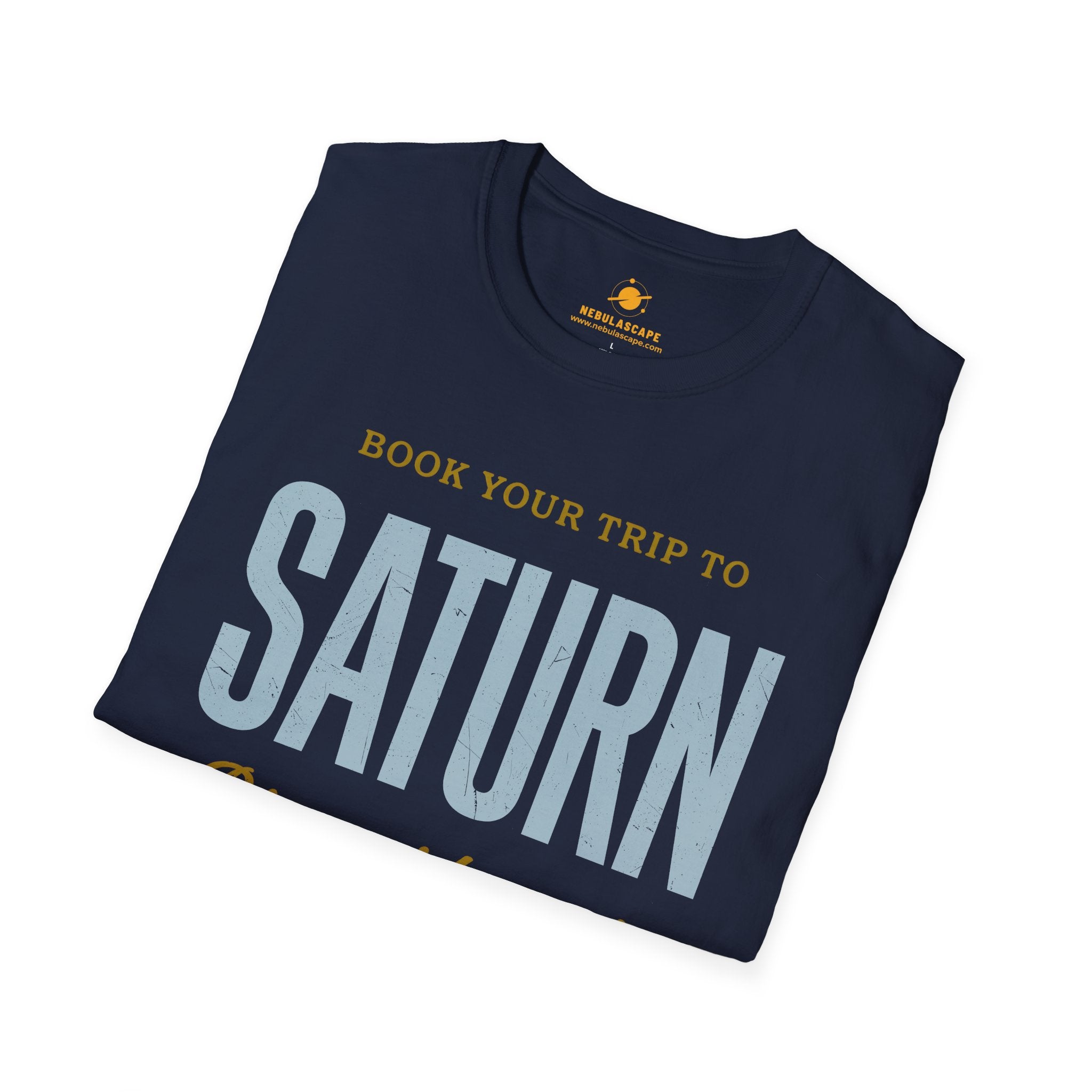 Saturn Travel Tee — "Book Your Trip to Saturn" Vintage Space Shirt