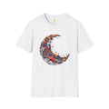 Coral Crescent Moon T-Shirt — Botanical Moon Graphic Tee