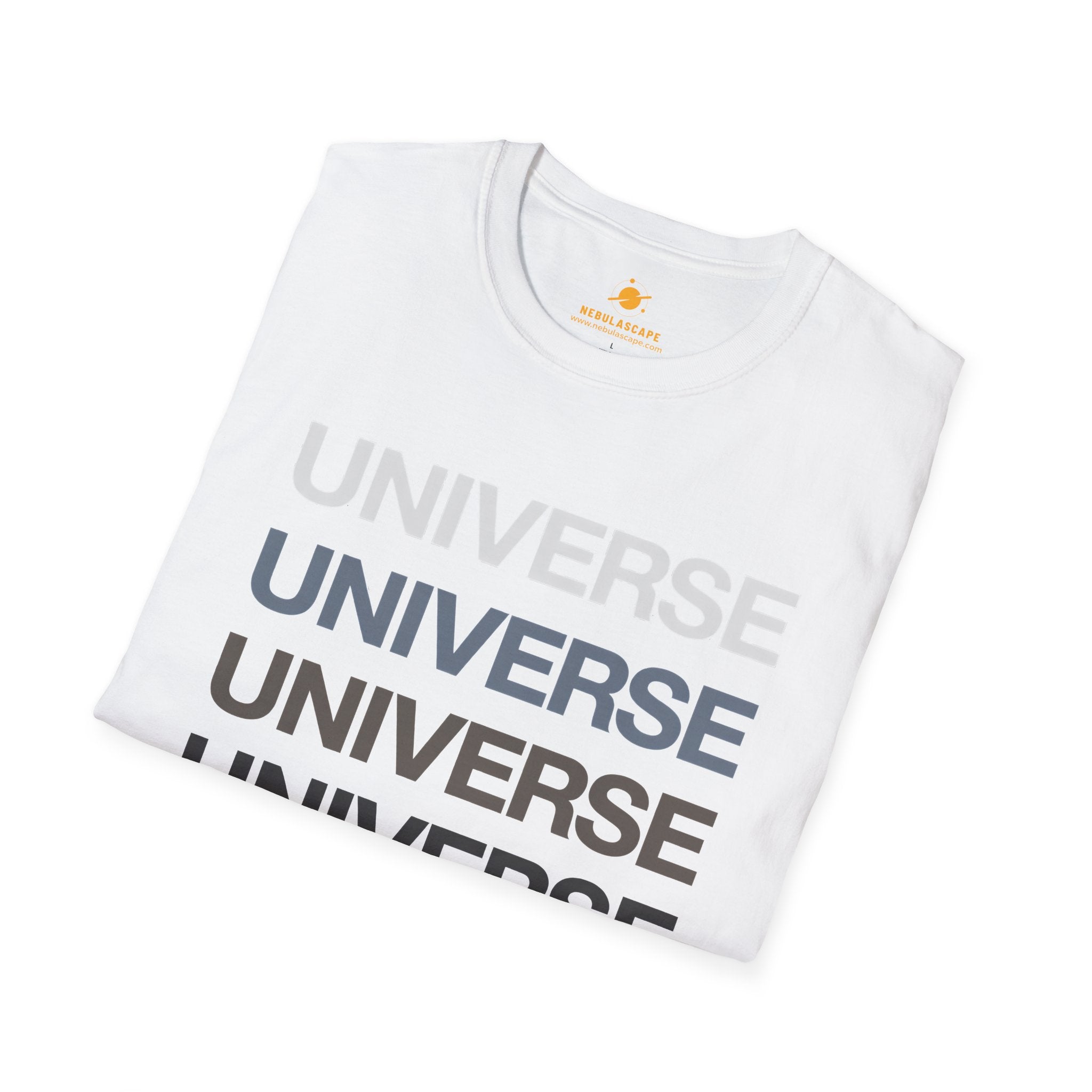 Universe Repeat Graphic T-Shirt — Minimalist Space Typography Tee