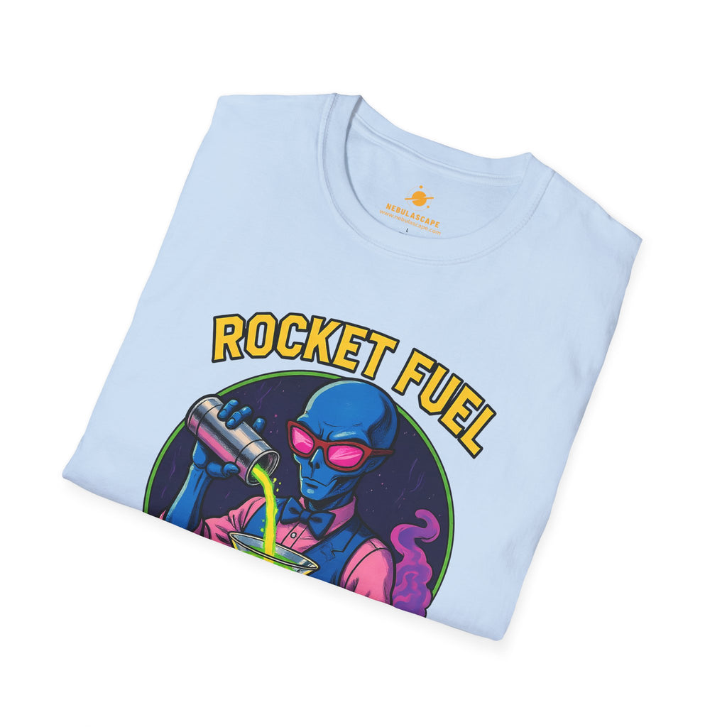 T-Shirt — Rocket Fuel Served Cold Graphic Tee (Alien Scientist Design)
