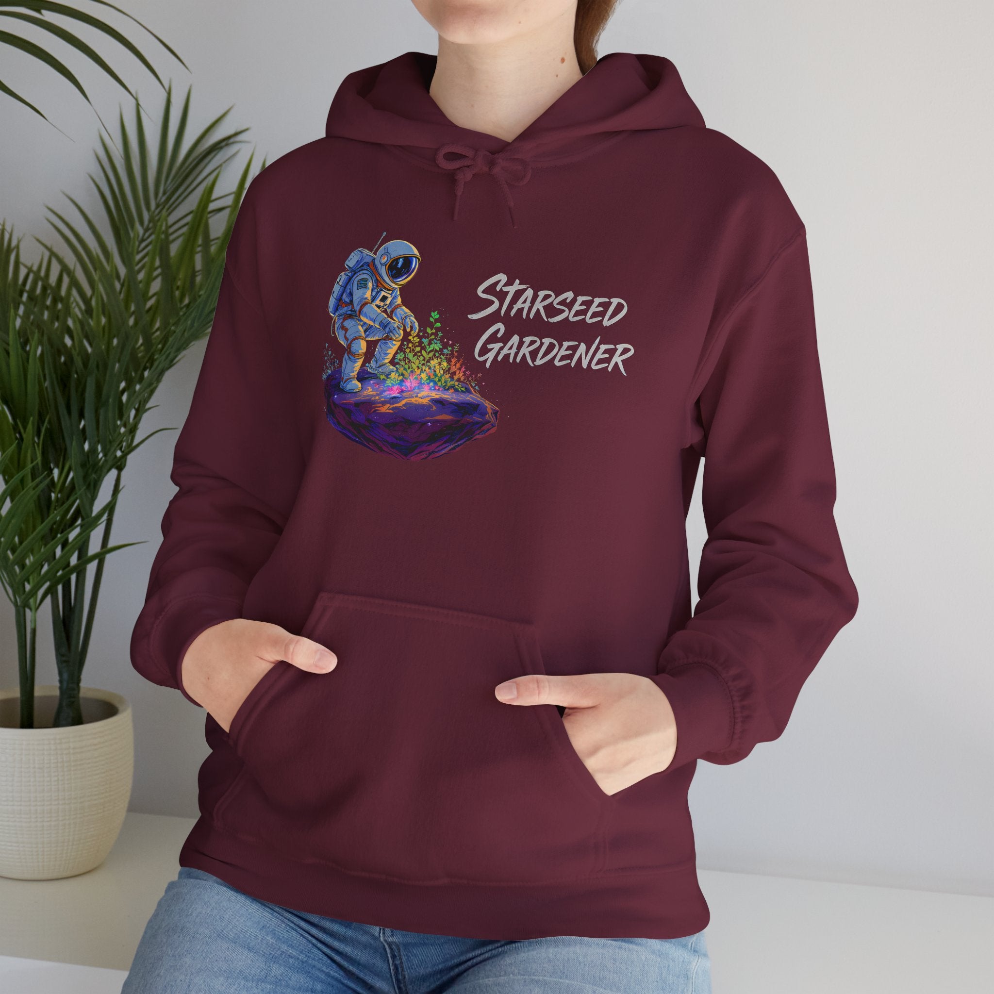 Starseed Gardener Hoodie — Astronaut Plant Lover Graphic Sweatshirt