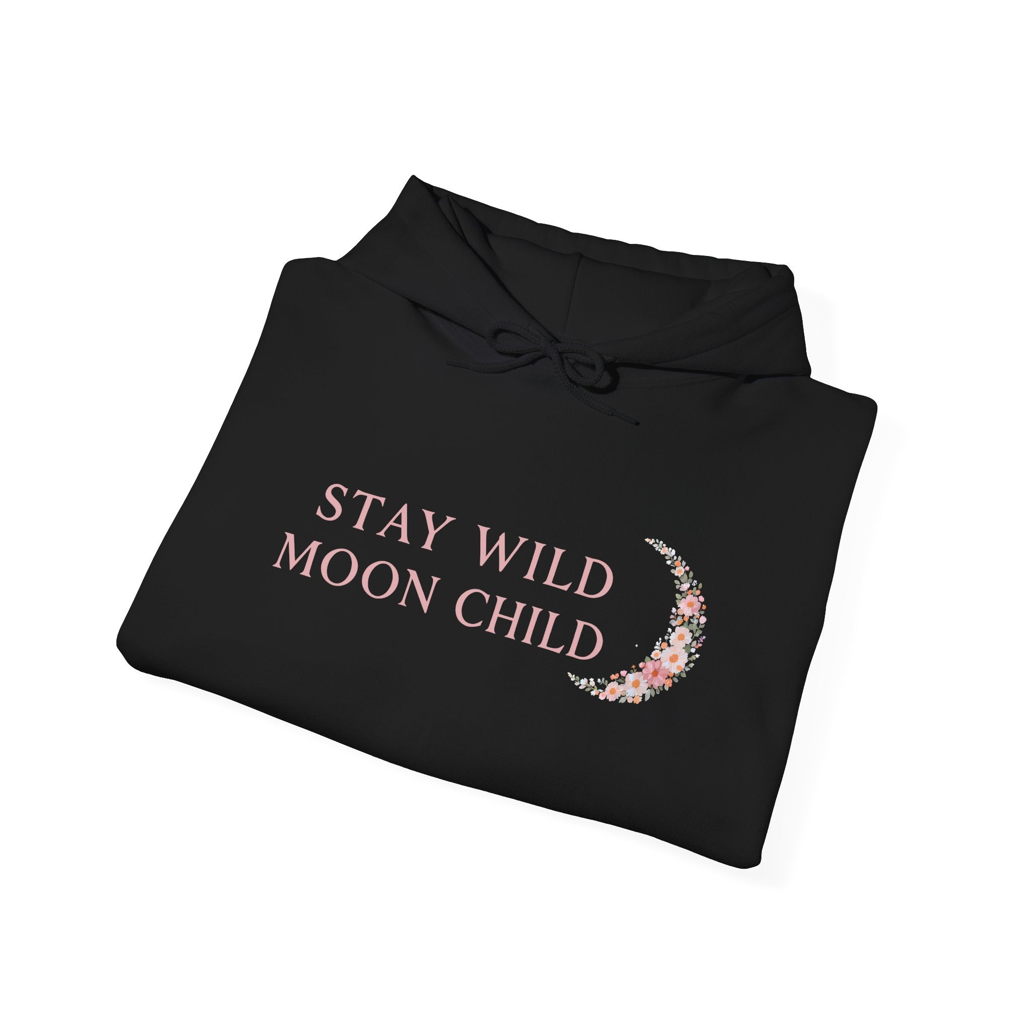 Moon Child Hoodie — "Stay Wild Moon Child" Pastel Crescent Moon Graphic