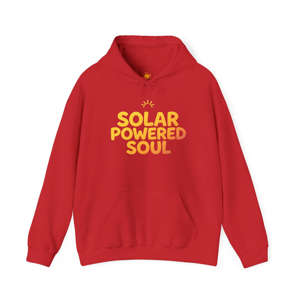 Solar Powered Soul Hoodie — Retro Yellow Sun Graphic Hooded Sweatshirt