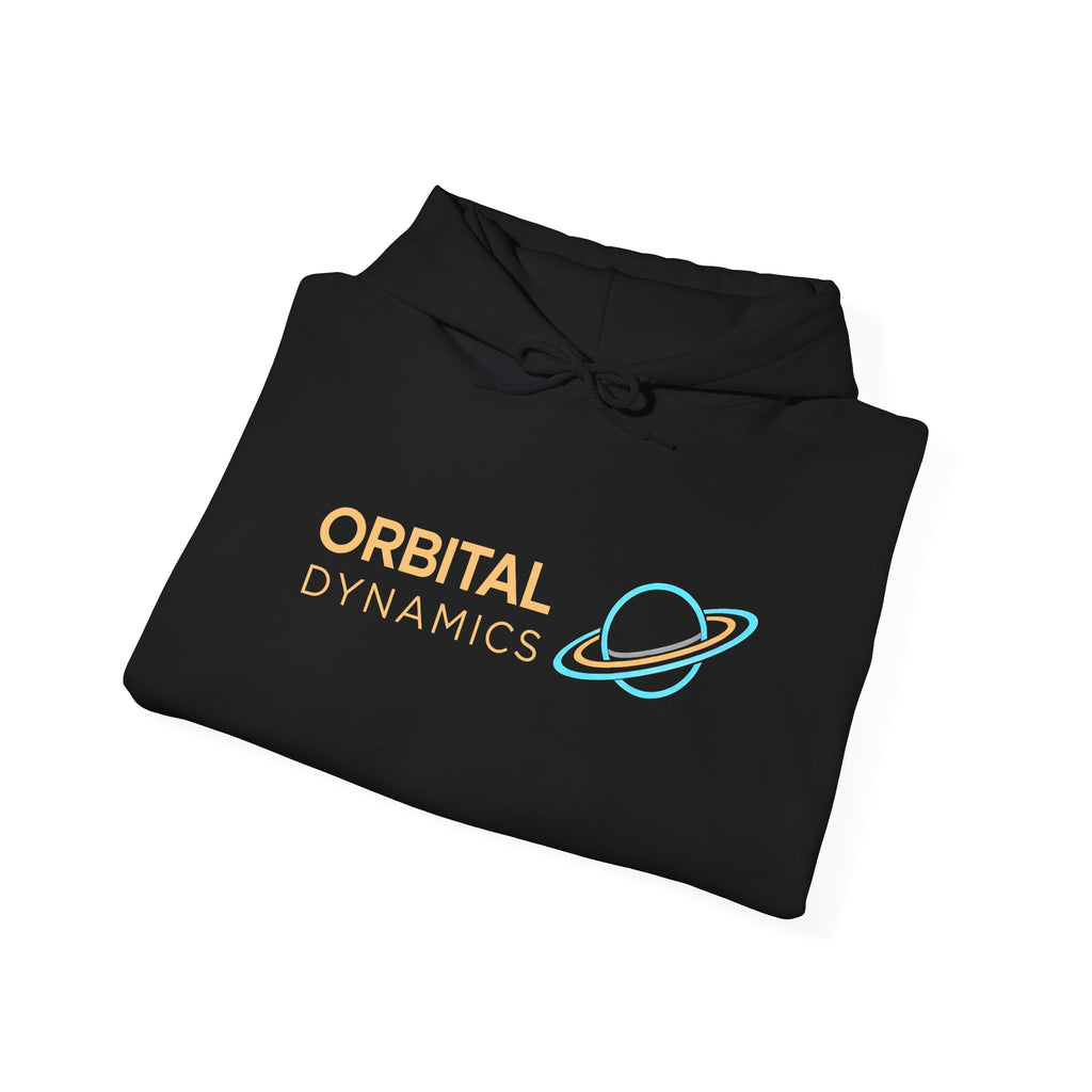 Orbital Dynamics Hoodie — Retro Planet Logo Space Sweatshirt