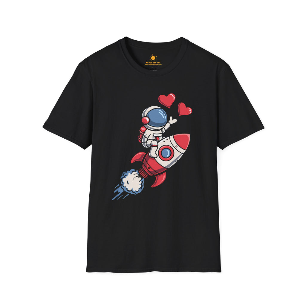 Astronaut Rocket T‑Shirt — Cute Space Lover Tee with Hearts