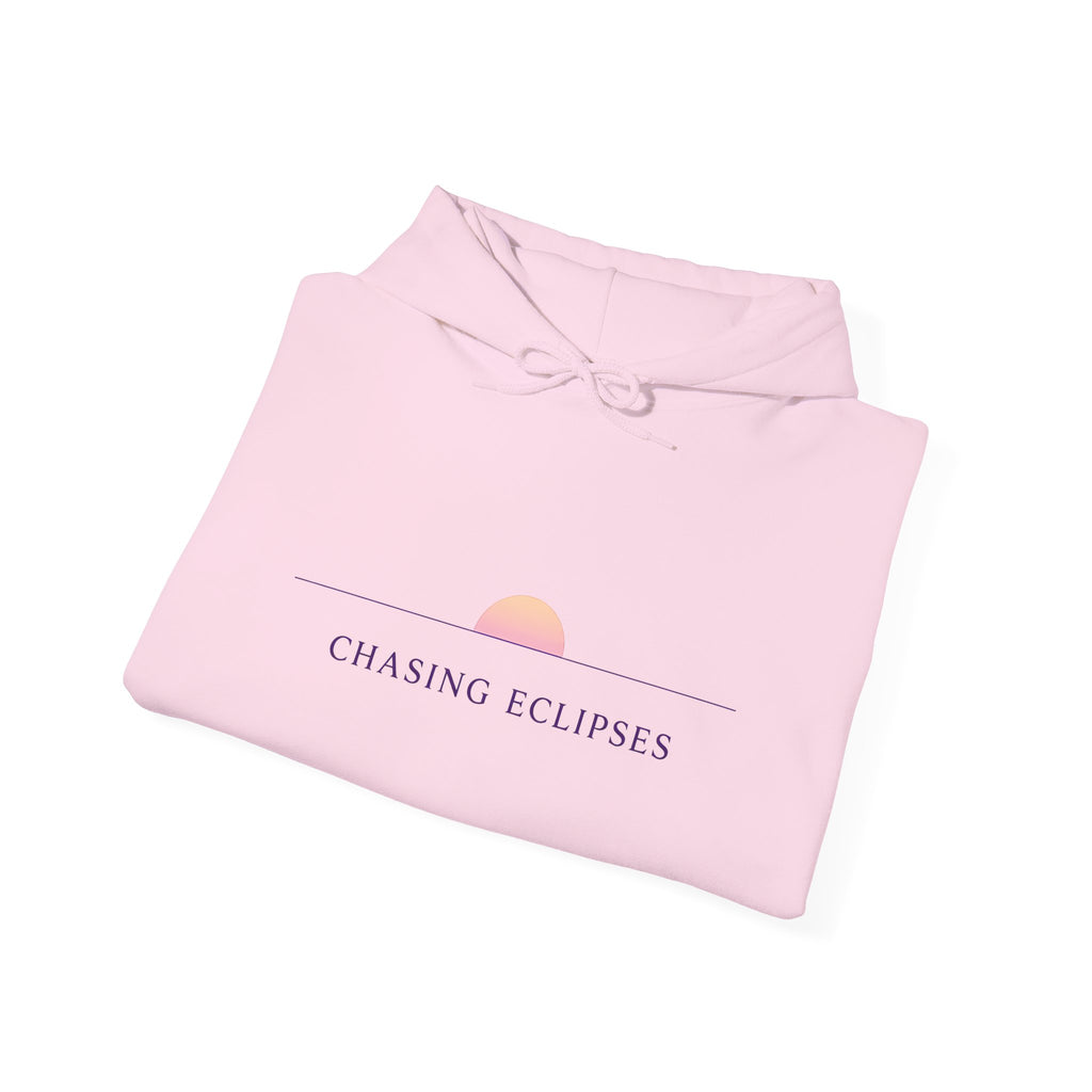 Chasing Eclipses Hoodie — Minimal Sunrise Graphic Pullover