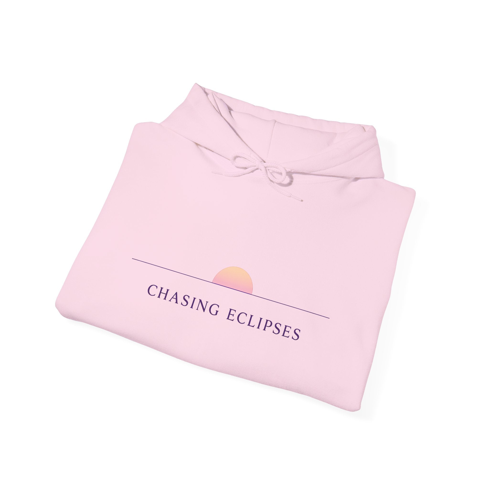 Chasing Eclipses Hoodie — Minimal Sunrise Graphic Pullover