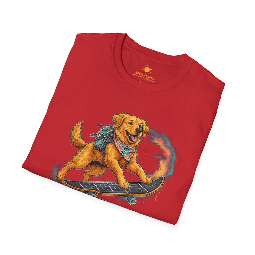Cosmic Good Boy - Dog Skateboarding in Space T-Shirt