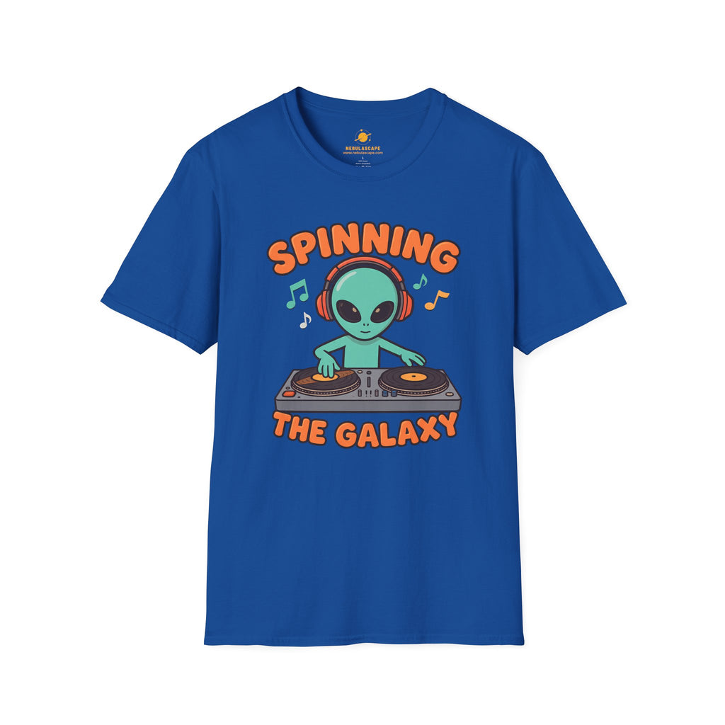 Spinning the Galaxy Alien DJ T-Shirt — Cute DJ Alien Graphic Tee