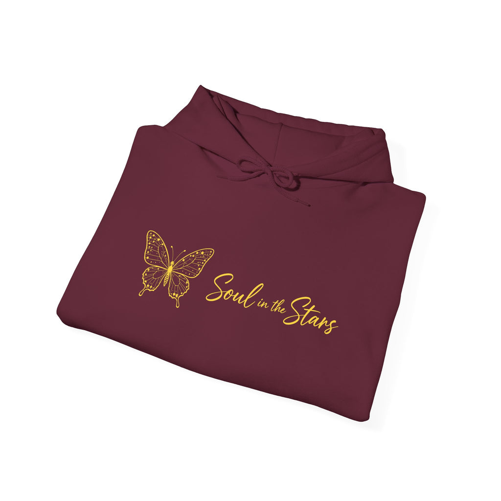 Soul in the Stars Hoodie — Gold Butterfly Spiritual Graphic Hoodie
