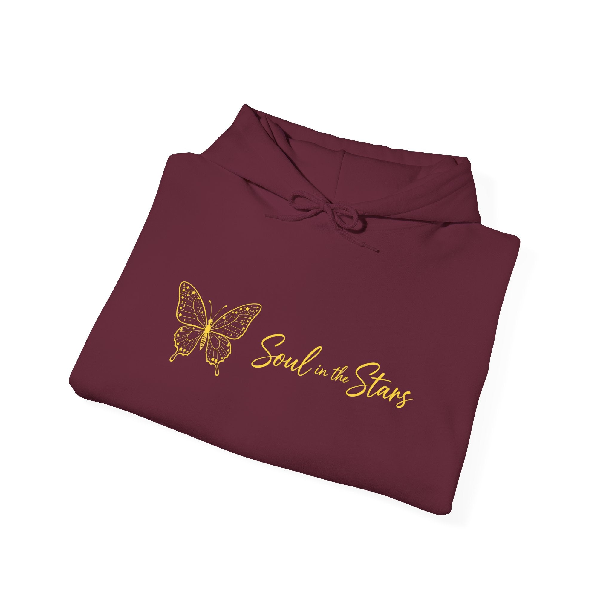 Soul in the Stars Hoodie — Gold Butterfly Spiritual Graphic Hoodie